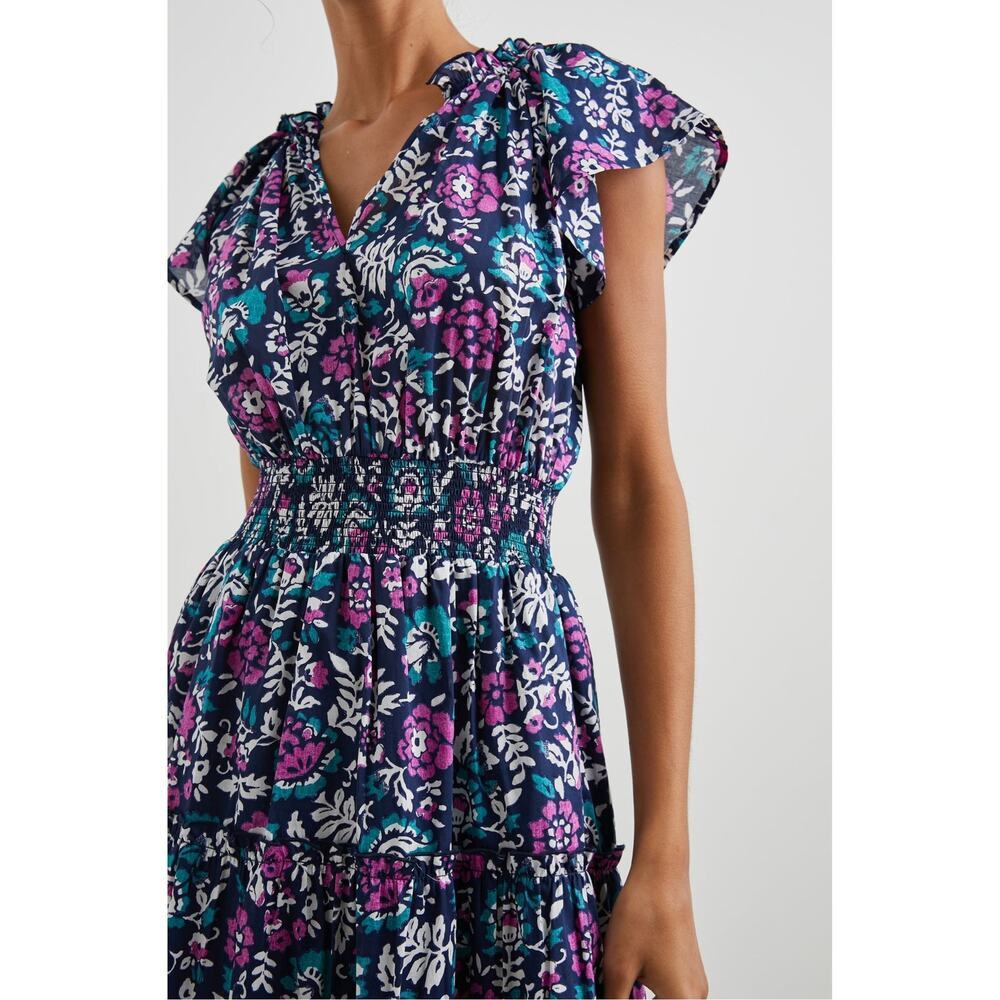 Rails Amellia Midi Dress in "Woodblock Floral" 100% Cotton Blue Size XL - Picture 3 of 13